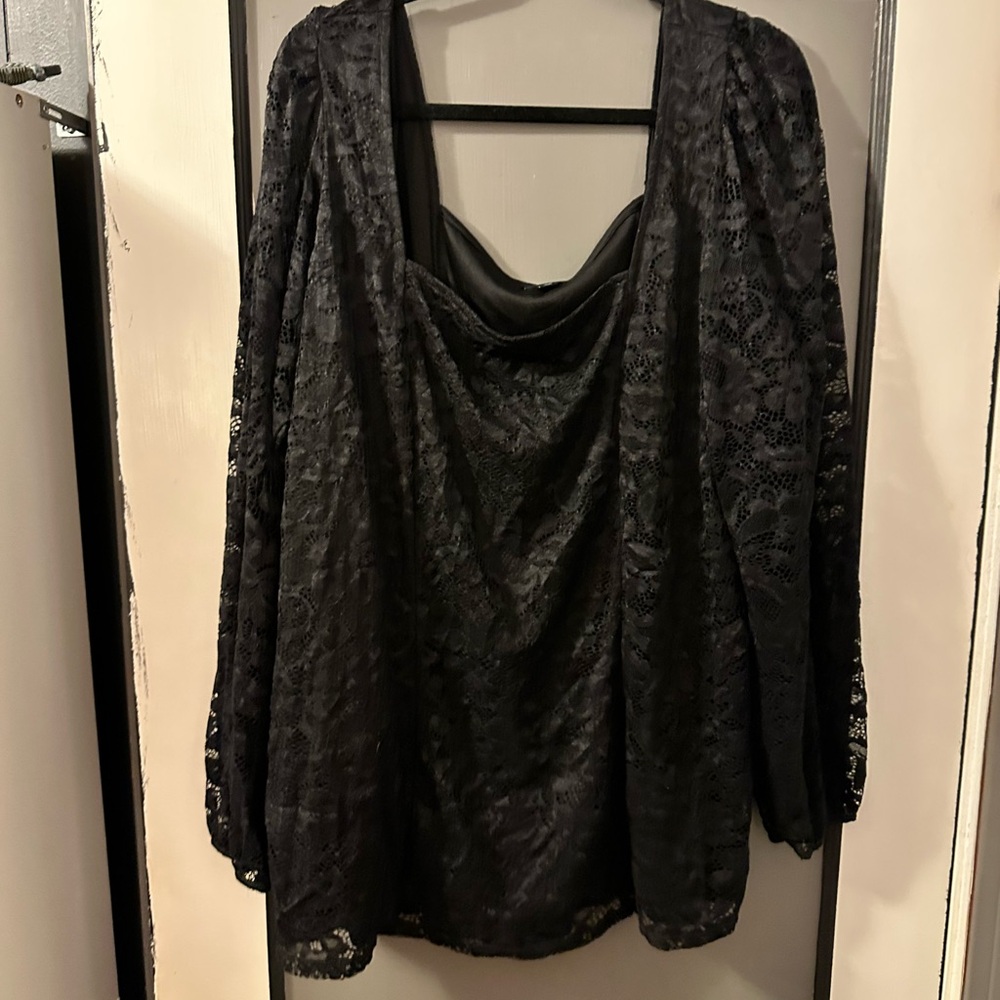 Torrid Black Lace Drape Blouse